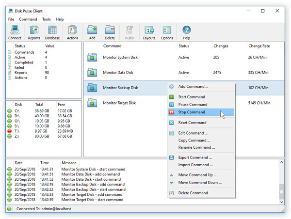 DiskPulse Enterprise Client GUI Application