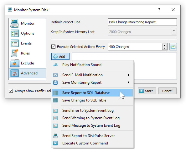 DiskPulse Server SQL Database Export