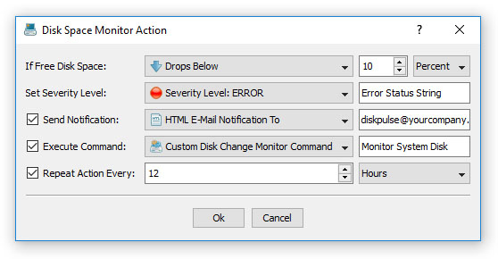 DiskPulse Server Disk Space Monitor Action